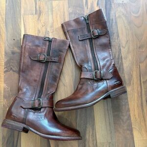 Bed Stu Gogo Lug Boots Riding Cognac Leather Cobbler Edition size 8.5